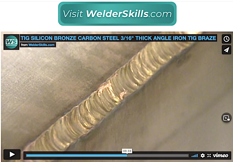 TIG brazing carbon steel angle with silicon bronze filler