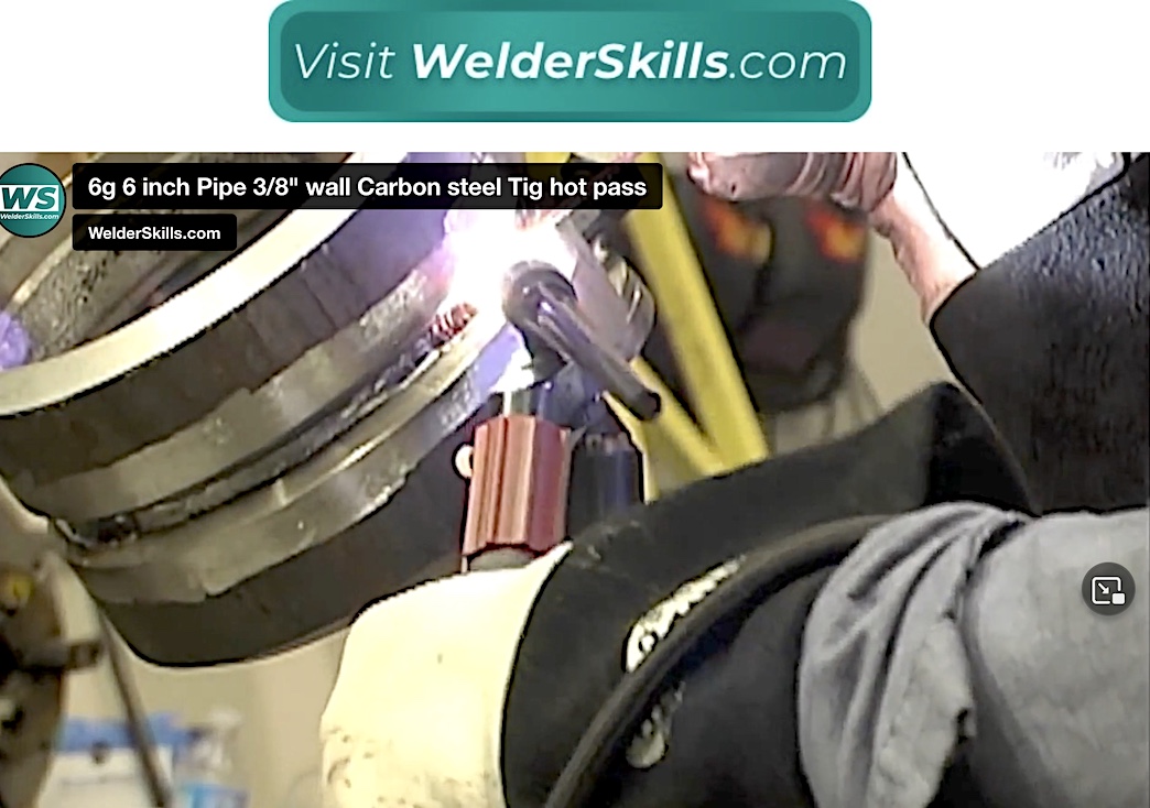 6g 6 inch Pipe Carbon steel Tig hot pass welderskills video