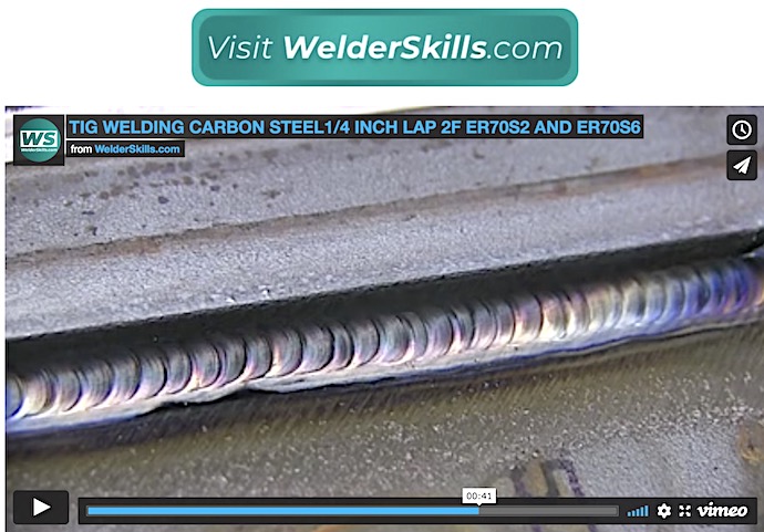 TIG welding carbon steel lap joint using er70s2 and er70s6