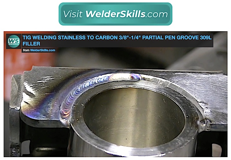 TIG welding partial pen groove stainless to hss